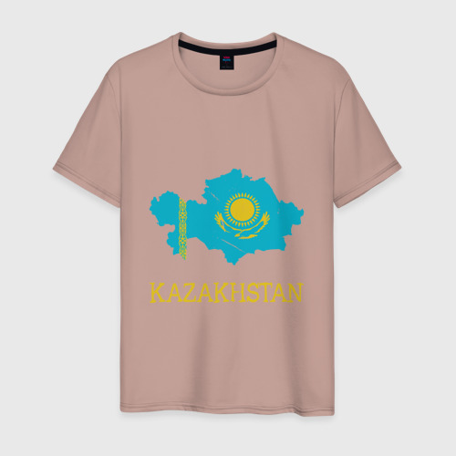 Мужская футболка хлопок с принтом Map Kazakhstan, вид спереди #2