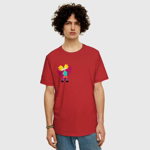 Мужская футболка хлопок Oversize с принтом Арнольд парная, фото на моделе #1