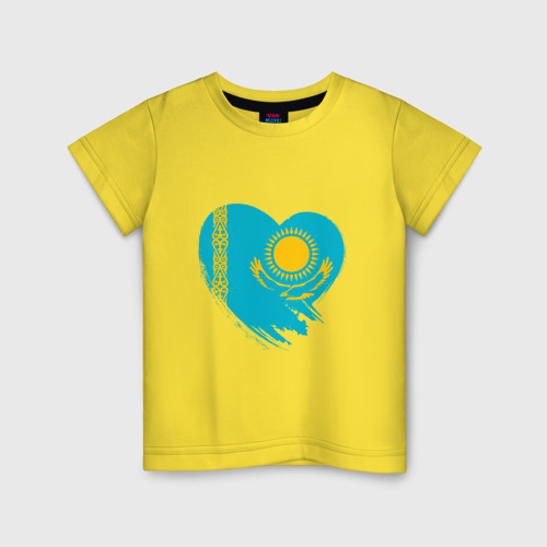 Детская футболка хлопок с принтом Сердце - Казахстан, вид спереди #2