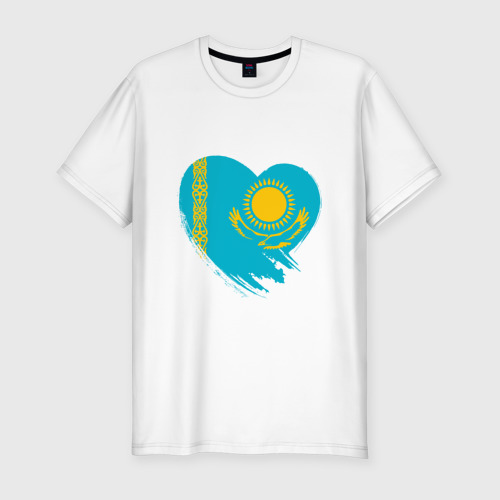Мужская футболка хлопок Slim с принтом Сердце - Казахстан, вид спереди #2