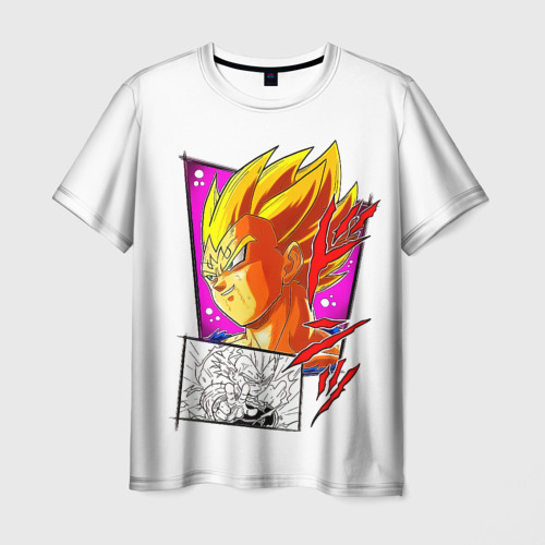 Мужская 3D футболка с принтом Dragon Ball рыжий Сон Гоку, вид спереди #2
