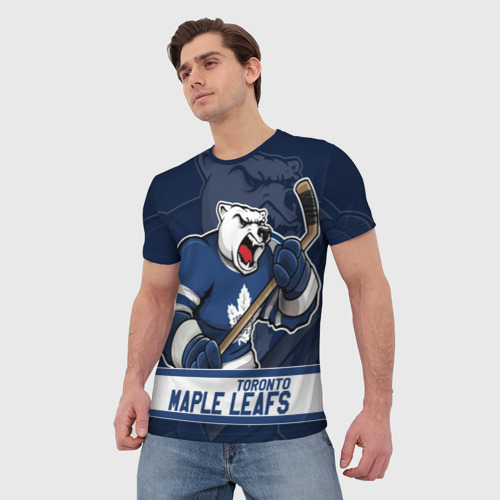 Мужская футболка 3D с принтом Торонто Мейпл Лифс, Toronto Maple Leafs Маскот, фото на моделе #1