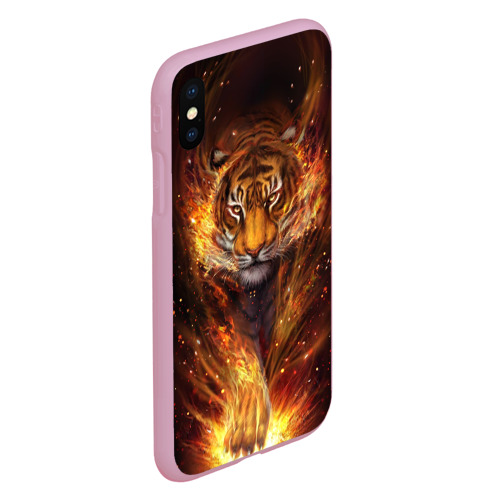 Чехол для iPhone XS Max матовый с принтом Огненный тигр / Сила огня, вид сбоку #3