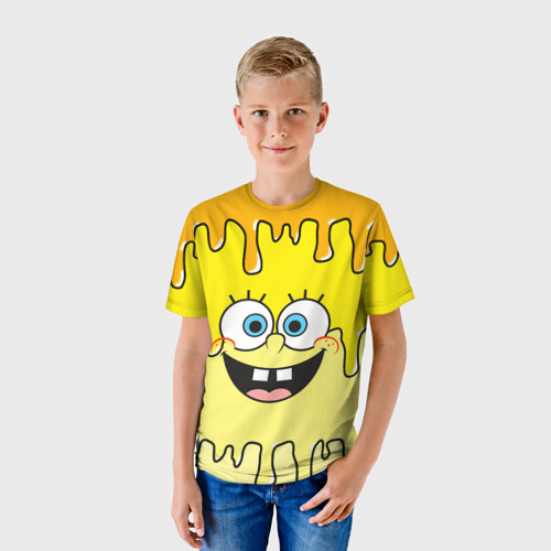 Детская футболка 3D с принтом Необычный Спанч Боб!, фото на моделе #1
