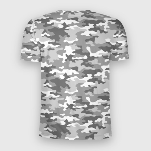Мужская футболка 3D Slim с принтом Серый Военный Камуфляж, вид сзади #1