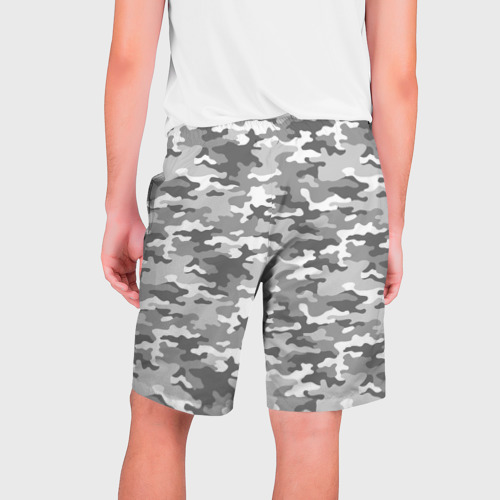 Мужские шорты 3D с принтом Серый Военный Камуфляж, вид сзади #1