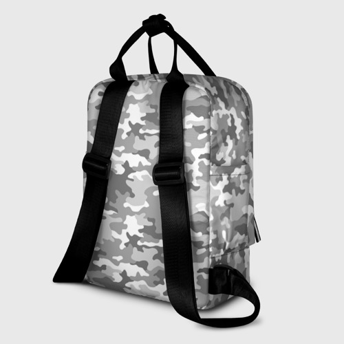 Женский рюкзак 3D с принтом Серый Военный Камуфляж, вид сзади #1