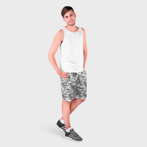 Мужские шорты 3D с принтом Серый Военный Камуфляж, фото на моделе #1