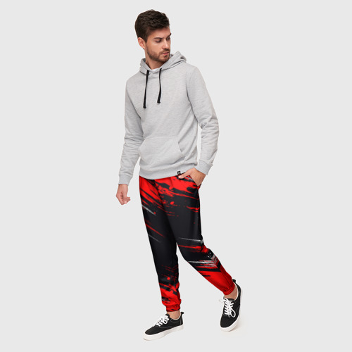 Мужские брюки 3D с принтом БЕЛО-КРАСНАЯ КРАСКА, фото на моделе #1