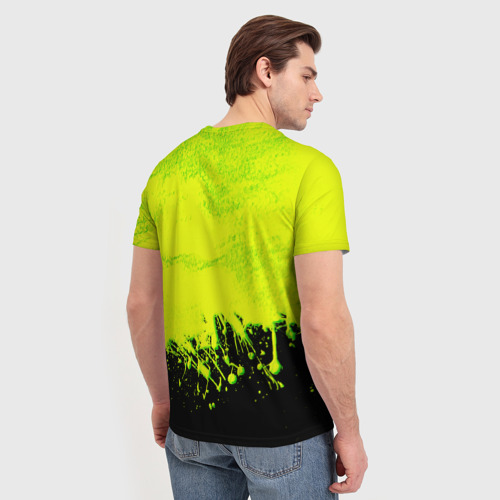 Мужская футболка 3D с принтом Неоновые брызги краски, вид сзади #2