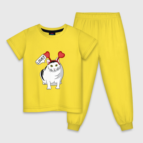 Детская пижама хлопок с принтом Кот Бендер / Мем / Love, вид спереди #2