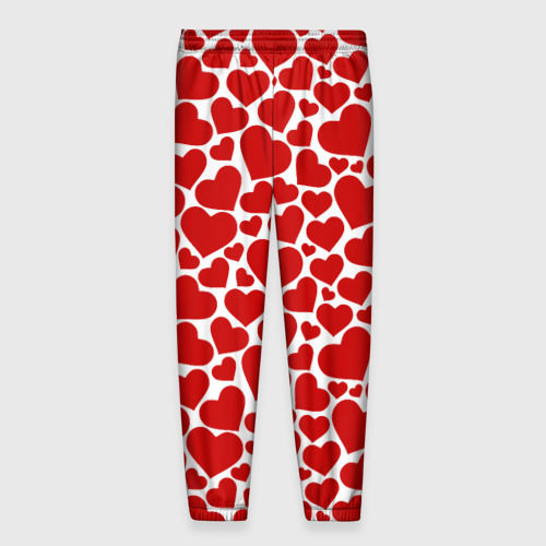 Мужские брюки 3D с принтом Красные Сердечки (LOVE), вид сзади #1
