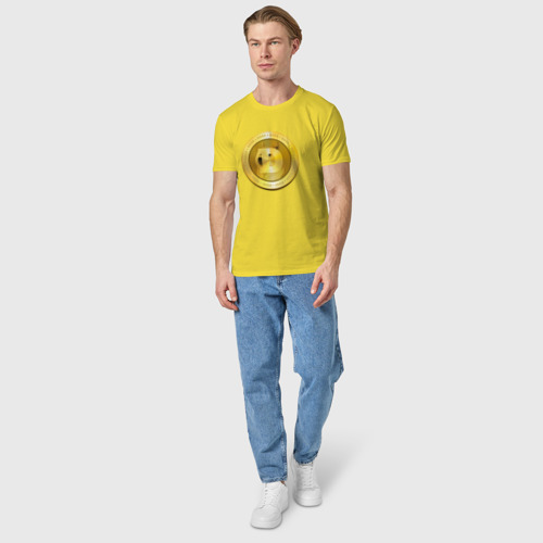 Мужская футболка хлопок с принтом Dogecoin White, вид сбоку #3
