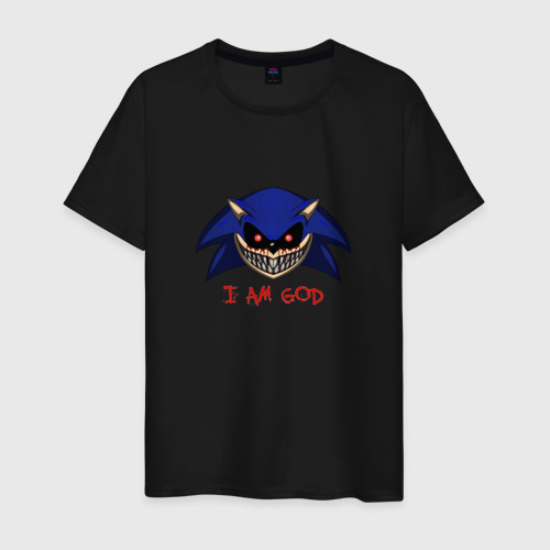 Мужская футболка хлопок с принтом Sonic Exe - I am God, вид спереди #2