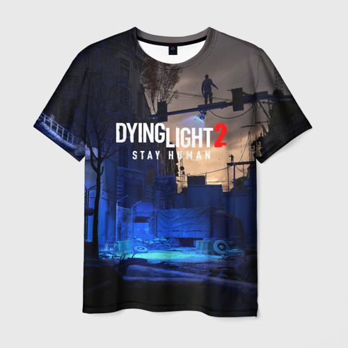Мужская футболка 3D с принтом Dyng Light 2: Stay Human - Приближается ночь, вид спереди #2