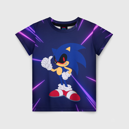 Детская футболка 3D с принтом Sonic EXE Соник, вид спереди #2