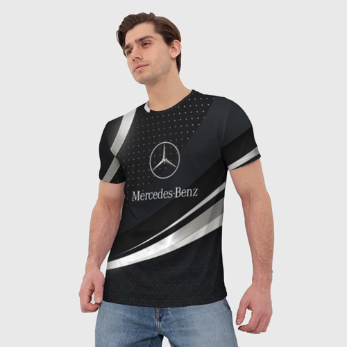 Мужская футболка 3D с принтом Mercedes-Benz Sport, фото на моделе #1
