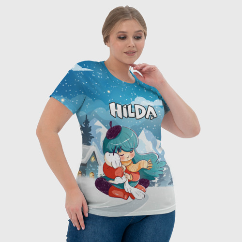 Женская футболка 3D с принтом Хильда обнимает лисенка мультсериал, фото #4