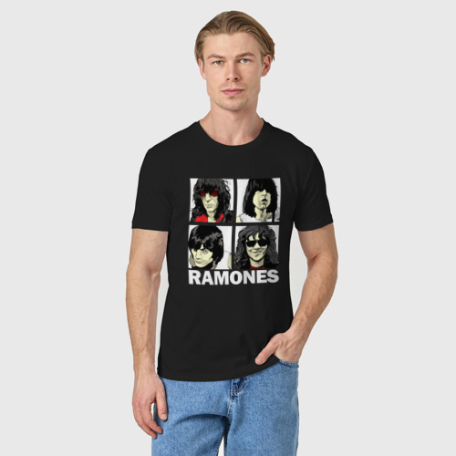 Мужская футболка хлопок с принтом Ramones, Рамонес Портреты, фото на моделе #1
