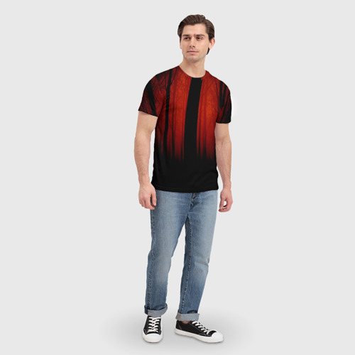 Мужская футболка 3D с принтом Красный хоррор, вид сбоку #3