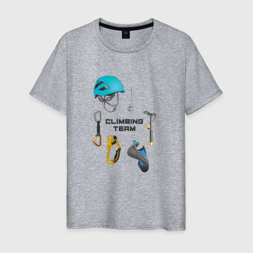 Мужская футболка с принтом Снаряжение для альпинизма, вид спереди #2
