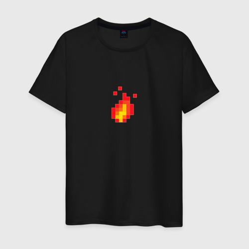 Мужская футболка хлопок с принтом 8 Bit Digital Fire, вид спереди #2