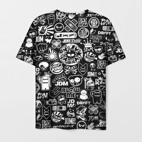 Мужская 3D футболка с принтом JDM Stickerbombing / Стикербомбинг ДжейДиЭм, вид сзади #1