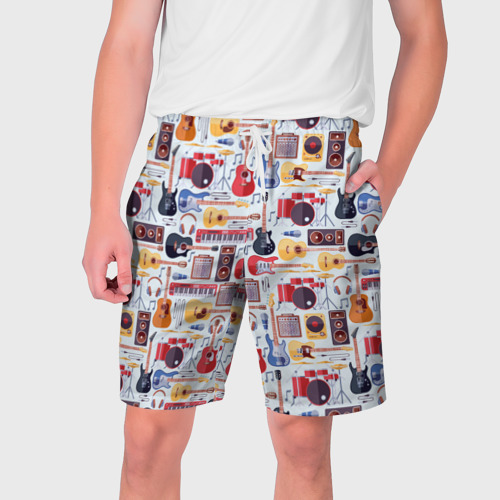 Мужские шорты 3D с принтом Рок Музыкант, вид спереди #2
