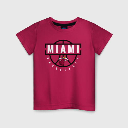 Детская футболка хлопок с принтом MIAMI HEAT NBA | МАЯМИ ХИТ НБА, вид спереди #2