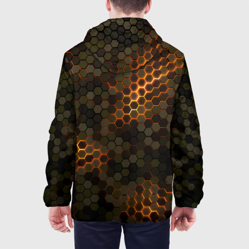 Мужская куртка 3D с принтом СТАЛЬНОЙ КАМУФЛЯЖ | 3Д БРОНЯ | СВЕЧЕНИЕ, вид сзади #2