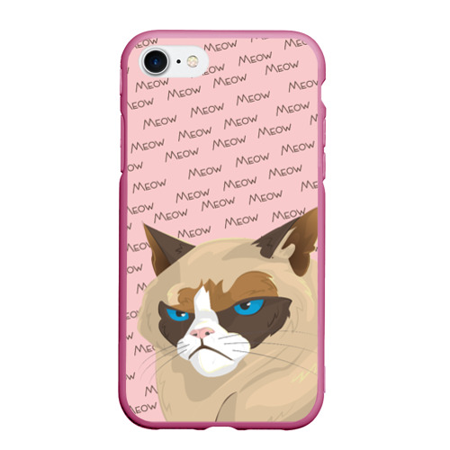 Чехол для iPhone 7/8 матовый с принтом Angry Cat (Злой кот), вид спереди #2