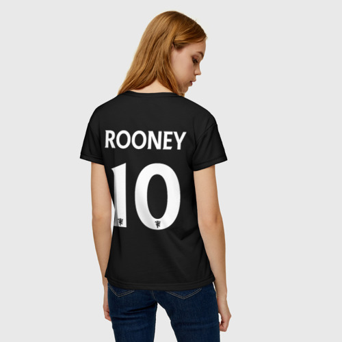 Женская футболка 3D с принтом Манчестер Юнайтед Руни ретро форма, Manchester United Rooney, вид сзади #2