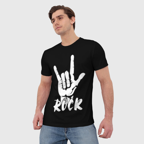 Мужская футболка 3D с принтом Рок - rock, фото на моделе #1