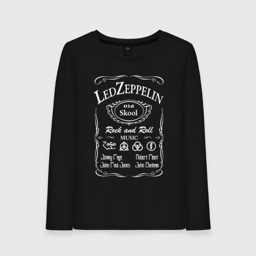 Женский лонгслив хлопок с принтом Led Zeppelin, Лед Зеппелин, вид спереди #2