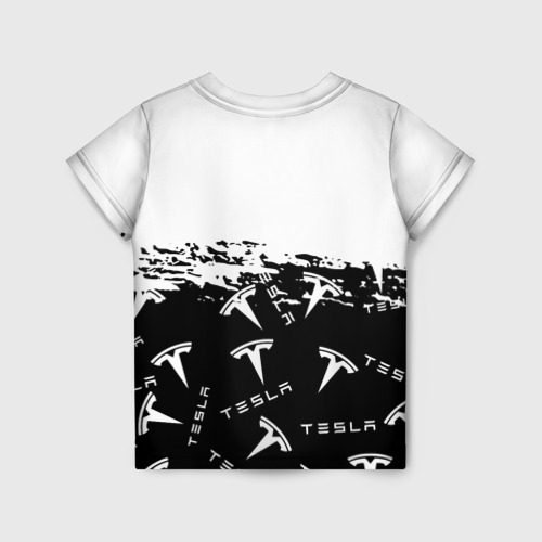 Детская футболка 3D с принтом [Tesla] - Black & White, вид сзади #1