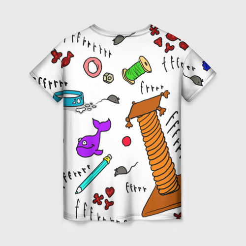 Женская футболка 3D с принтом Смешной надменный кот, вид сзади #1