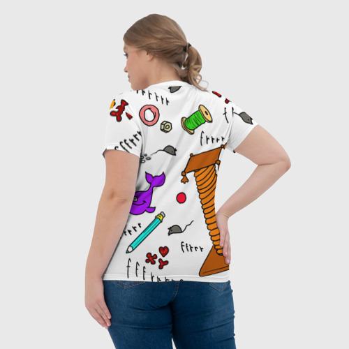 Женская футболка 3D с принтом Смешной надменный кот, вид сзади #2