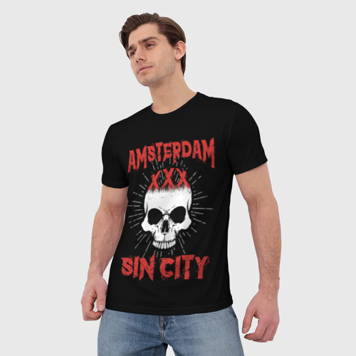 Мужская футболка 3D с принтом Amsterdam Амстердам, фото на моделе #1