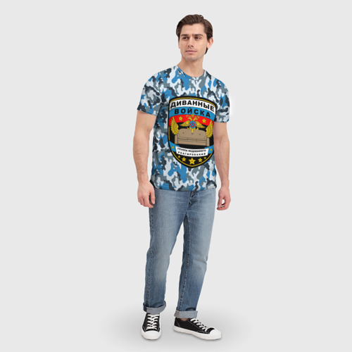 Мужская футболка 3D с принтом Диванные Войска камуфляж, вид сбоку #3