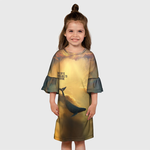 Детское платье 3D с принтом Never surrender - кит, вид сбоку #3