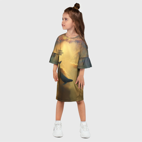 Детское платье 3D с принтом Never surrender - кит, фото на моделе #1