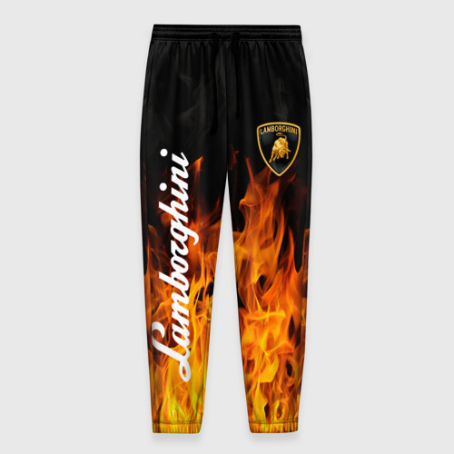 Мужские брюки 3D с принтом Lamborghini пламя огня, вид спереди #2
