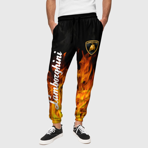 Мужские брюки 3D с принтом Lamborghini пламя огня, вид сбоку #3