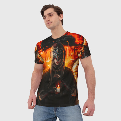 Мужская футболка 3D с принтом Fire keeper Dark Souls III Дарк Соулс, фото на моделе #1