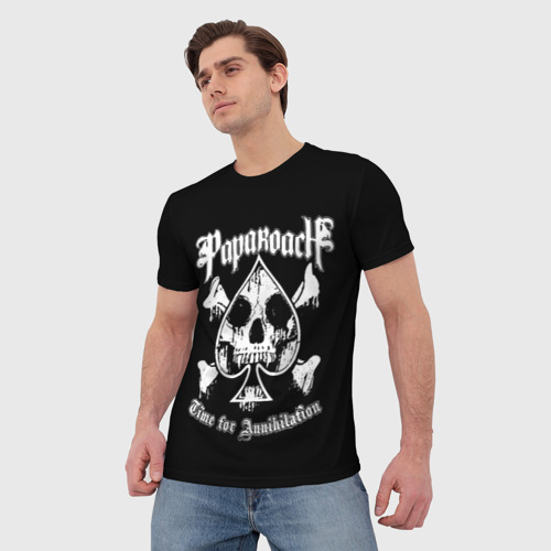 Мужская футболка 3D с принтом Papa Roach, рок, фото на моделе #1