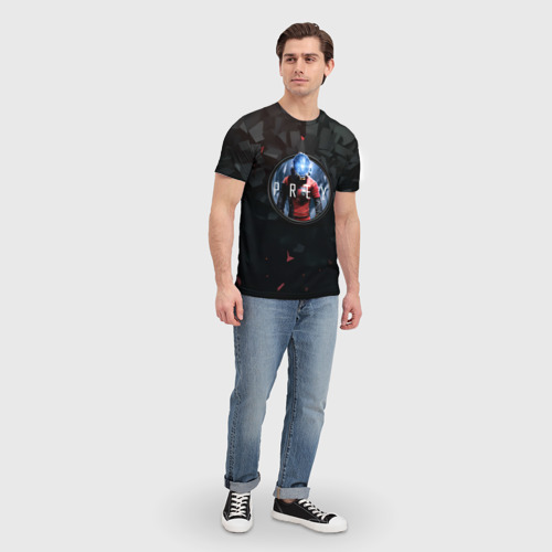 Мужская футболка 3D с принтом Black logo prey, вид сбоку #3