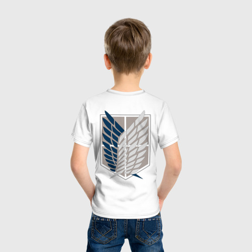 Детская футболка с принтом АТАКА Титанов  Корпус разведки на спине, вид сзади #2