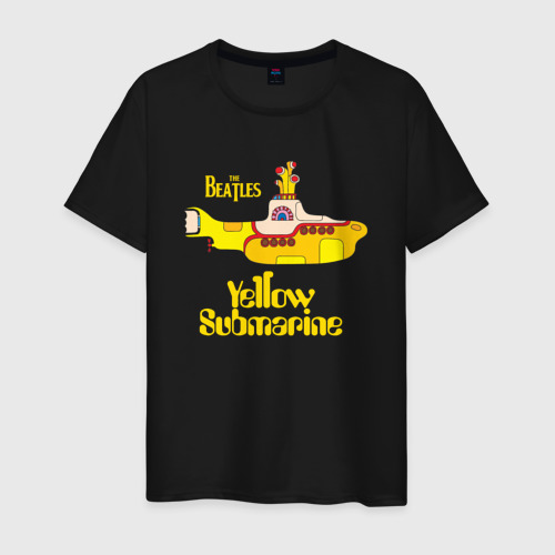 Мужская футболка хлопок с принтом On a Yellow Submarine, вид спереди #2