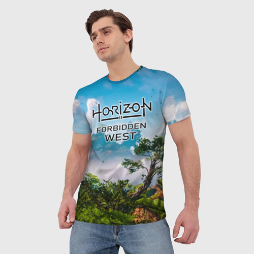 Мужская футболка 3D с принтом Horizon Forbidden West Хоризон Запретный Запад, фото на моделе #1