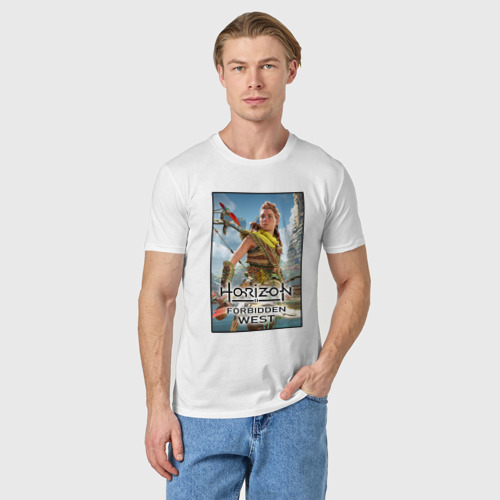 Мужская футболка хлопок с принтом Horizon Запретный Запад, фото на моделе #1
